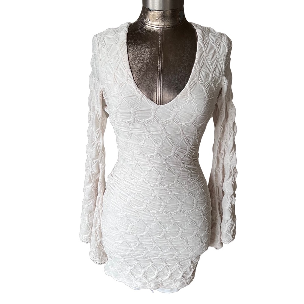 Bebe Addiction Bell Long Sleeve Bodycon Dress